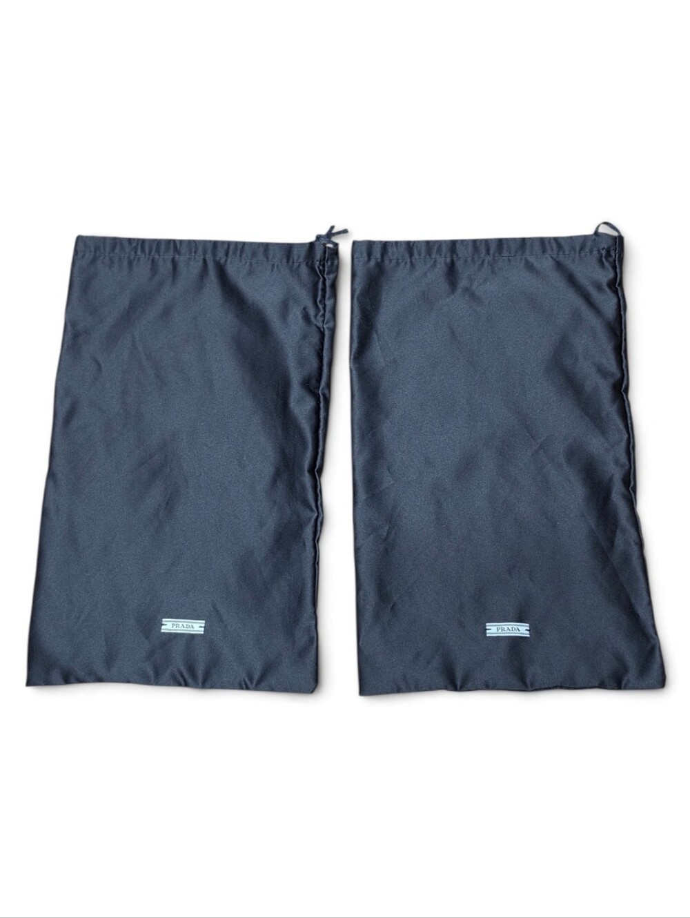 Prada Set of 2 Navy/Black Drawstring Shoe Dust Bags Storage Sleeves